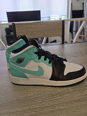 Jordan Mid Sneakers in Teal, Black & White